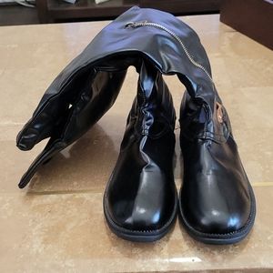 Black Boots w/ gold zipper & silver studs on heels